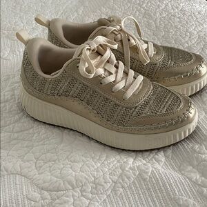 Amazon Women's Cream Woven Sneakers